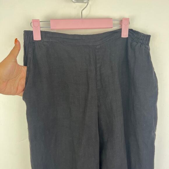Match point usa black pull on loose fit Linen pants womens size large lagenlook - Picture 2 of 6